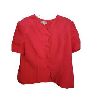 100% Silk Women Lined Size 16 Jacket Blazer Shomi Scalloped Front Button Vintage